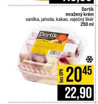 Dortík mražený krém vanilka, jahoda, kakao, vaječný likér 250 ml
