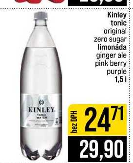 Kinley tonic original zero sugar limonáda ginger ale pink berry purple 1,5l
