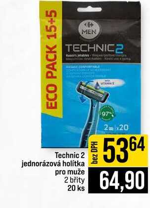 Technic 2 jednorázová holítka pro muže 2 břity 20 ks