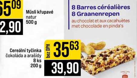 Cereální tyčinka čokoláda a arašídy 8 ks 200 g 