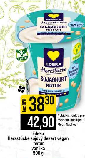 Edeka Herzstücke sójový dezert vegan natur vanilka 500 g