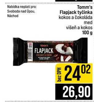 Tomm's Flapjack tyčinka kokos a čokoláda med višeň a kokos 100 g 