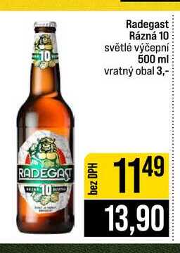 Radegast Rázná 10 světlé výčepní 500 ml
