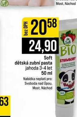 Soft dětská zubní pasta jahoda 3-4 let 50 ml