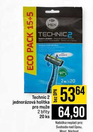 Technic 2 jednorázová holítka pro muže 2 břity 20 ks