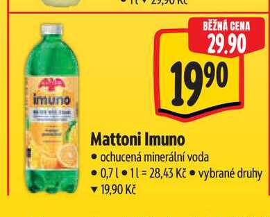 Mattoni Imuno ochucená minerální voda 0,7 l