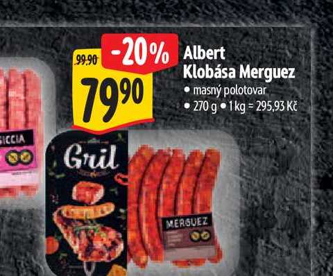Albert Klobása Merguez 270 g