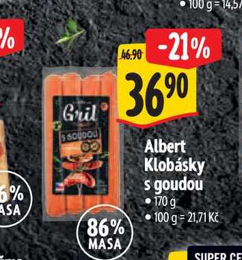 Albert Klobásky s goudou 170 g