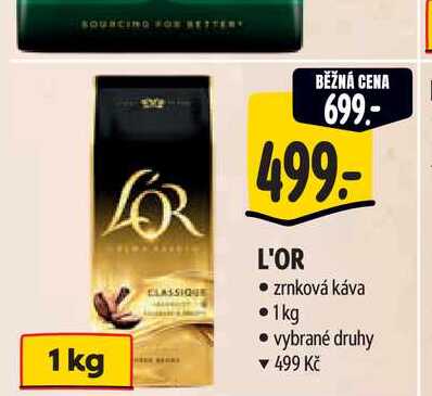   L'OR  zrnková káva  1kg  