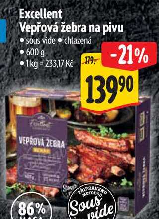 Excellent Vepřová žebra na pivu, 600 g