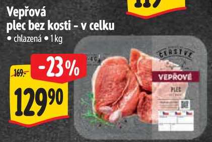 Vepřová plec bez kosti - v celku, 1 kg