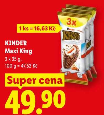 KINDER Maxi King, 3x 35 g