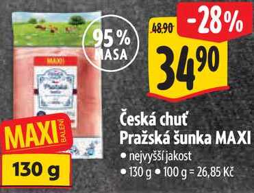 Česká chuť Pražská šunka MAXI, 130 g