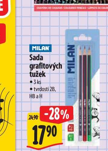 MILAN Sada grafitových tužek 3 ks