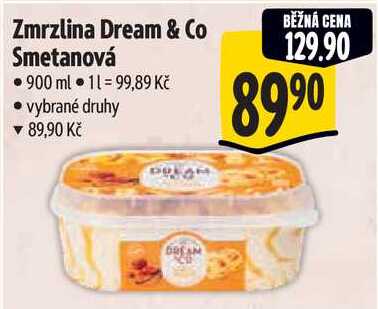 Zmrzlina Dream & Co Smetanová, 900 ml