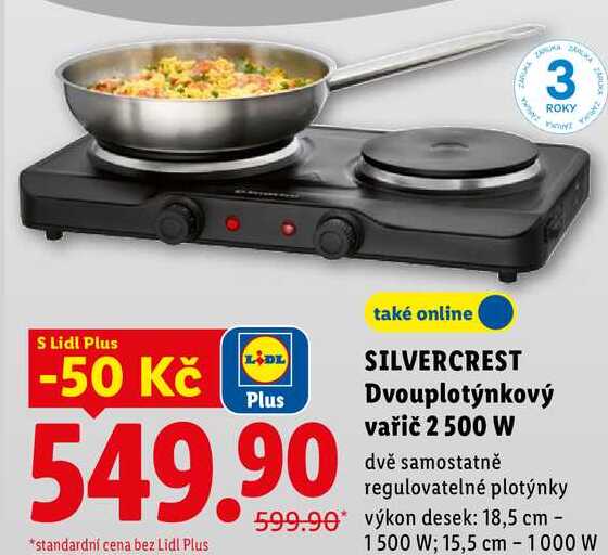 SILVERCREST Dvouplotýnkový vařič 2 500 W