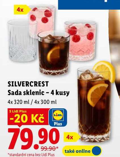 SILVERCREST Sada sklenic, 4 kusy 4x 320 ml / 4x 300 ml
