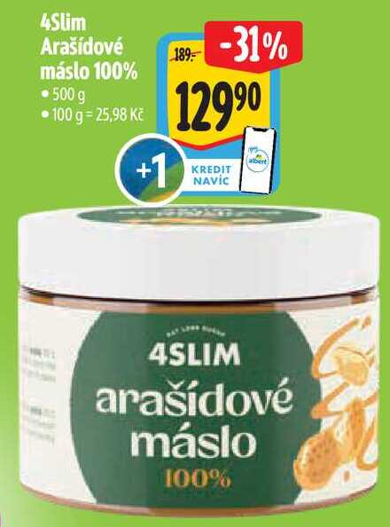 4Slim Arašídové máslo 100%, 500 g