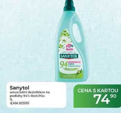 Sanytol univerzální dezinfekce na podlahy 94% Rost Puv. 1L