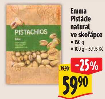 Emma Pistácie natural ve skořápce, 150 g