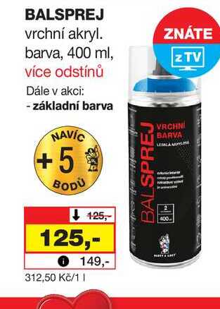 BALSPREJ vrchní akryl. barva, 400 ml, více odstínů