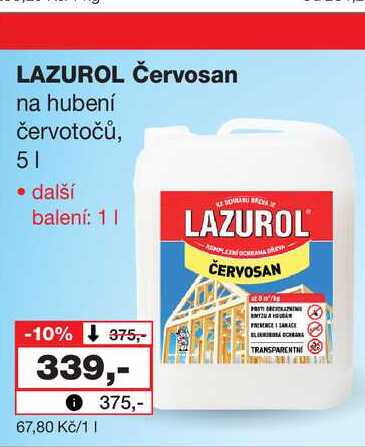 LAZUROL Červosan na hubení červotočů, 5l