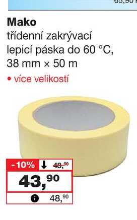 Mako třídenní zakrývací lepicí páska do 60 °C, 38 mm x 50 m