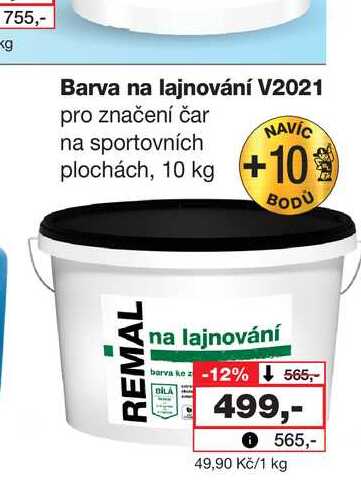 Barva na lajnování V2021 pro značení čar na sportovních NAVIC plochách, 10 kg