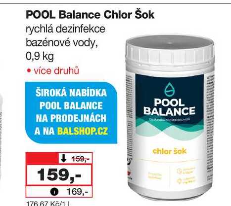 POOL Balance Chlor Šok rychlá dezinfekce bazénové vody, 0,9 kg