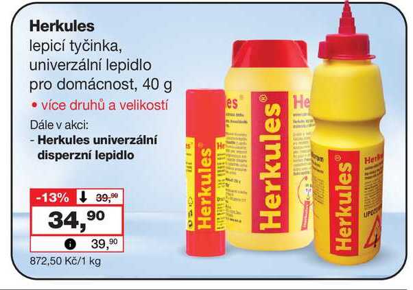 Herkules lepicí tyčinka, univerzální lepidlo pro domácnost, 40 g