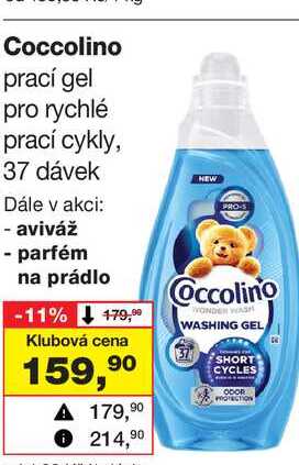 Coccolino prací gel pro rychlé prací cykly, 37 dávek