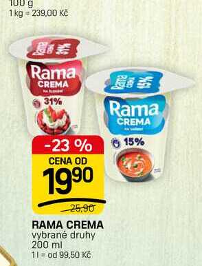 RAMA CREMA vybrané druhy 200 ml