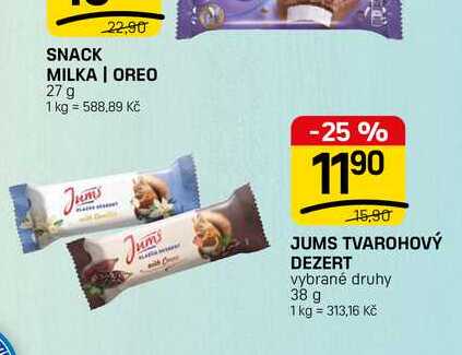 JUMS TVAROHOVÝ DEZERT vybrané druhy 38 g