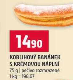 KOBLIHOVÝ BANÁNEK S KRÉMOVOU NÁPLNÍ 75 g pečivo rozmrazené 