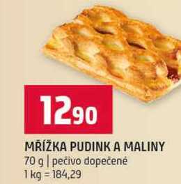 MŘÍŽKA PUDINK A MALINY 70 g pečivo dopečené