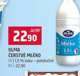 OLMA ČERSTVÉ MLÉKO 1l 1,5% tuku polotučné