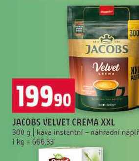 JACOBS VELVET CREMA XXL 300 g kava instantní náhradní nápl