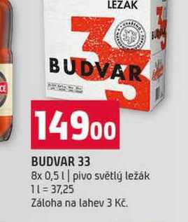 BUDVAR 33 8x 0,5l pivo světlý ležák