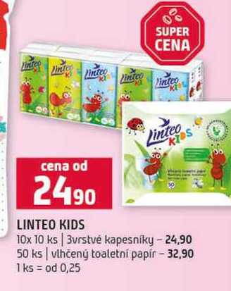 LINTEO KIDS 10x 10 ks 3vrstvé kapesníky 50 ks vlhčený toaletní papír 