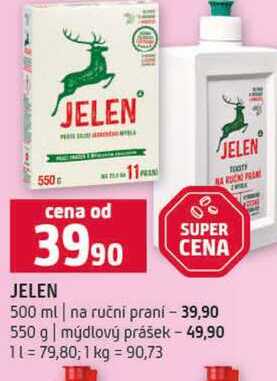 JELEN 500 ml na ručni praní 550 g mýdlový prášek