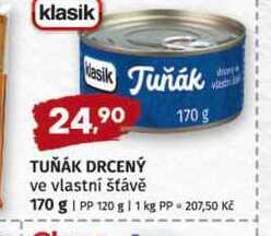 TUŇÁK DRCENÝ ve vlastní šťávě 170 g