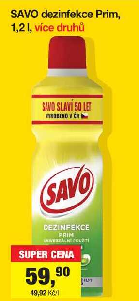 SAVO dezinfekce Prim, 1,2 l