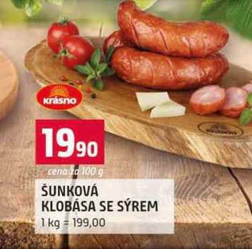 ŠUNKOVÁ KLOBÁSA SE SÝREM 100g