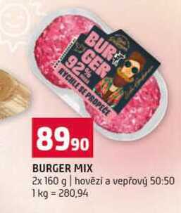BURGER MIX 2x 160 g hovězí a vepřový