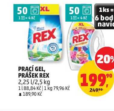 Prací gel, prášek Rex 2,25l