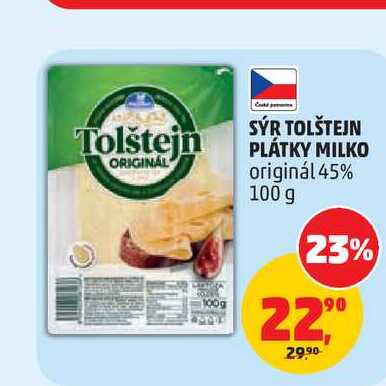 SÝR TOLŠTEJN PLÁTKY MILKO originál 45% 100 g