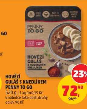 HOVĚZÍ GULÁŠ S KNEDLÍKEM PENNY TO GO 520 g