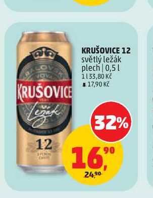 KRUŠOVICE 12 světlý ležák plech, 0,5l