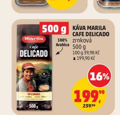 KÁVA MARILA CAFE DELICADO 100% zrnková Arabica 500 g