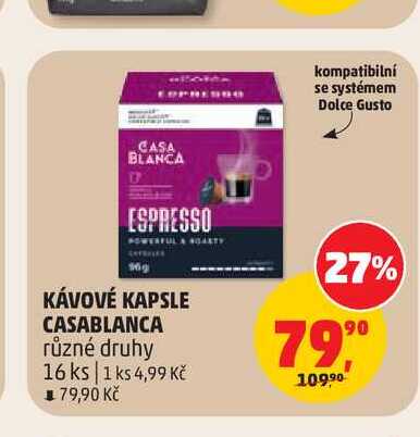 KÁVOVÉ KAPSLE CASABLANCA různé druhy 16 ks